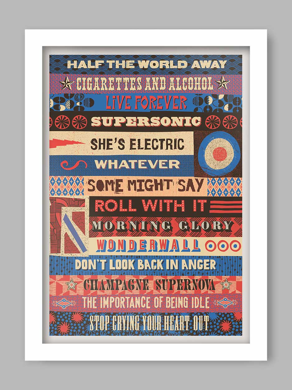 Definitely Glory - Oasis singles selection in a typographic style
