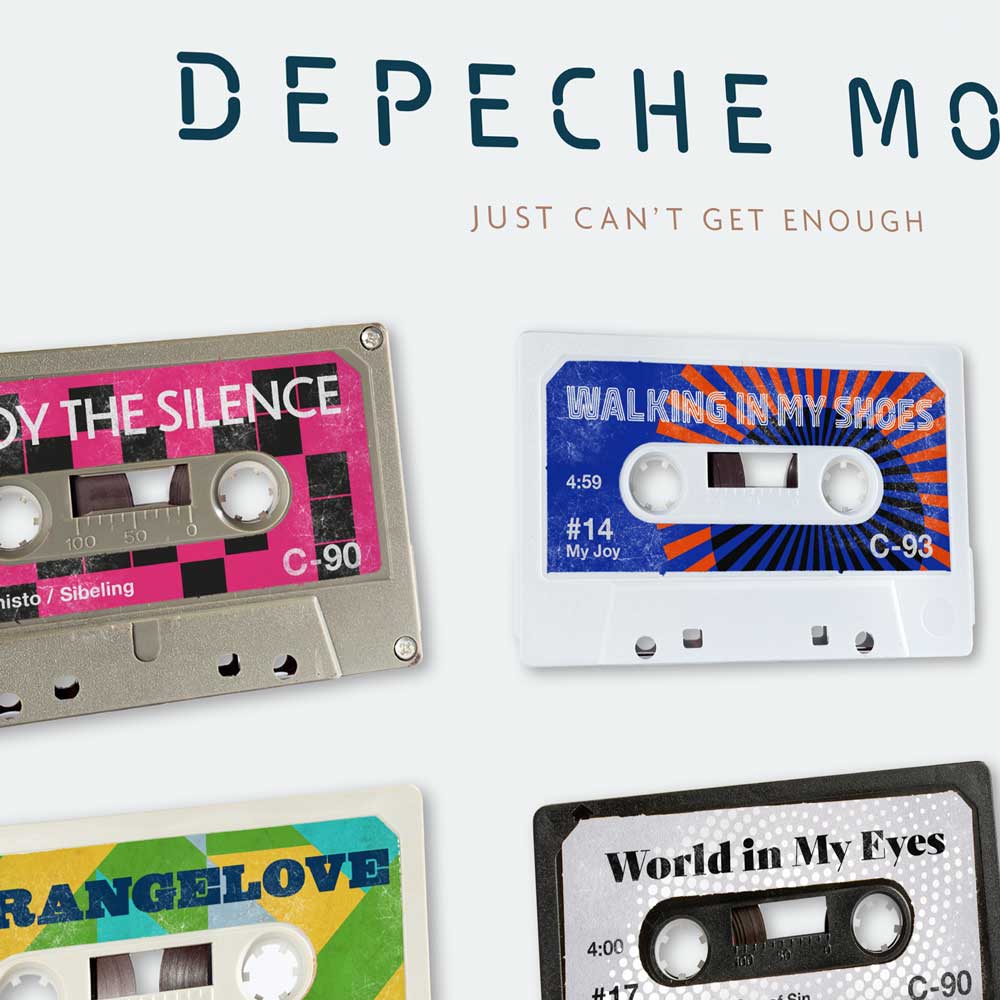 Depeche Mode - Just Can't Get Enough Cassette poster featuring 18 UK hir singles