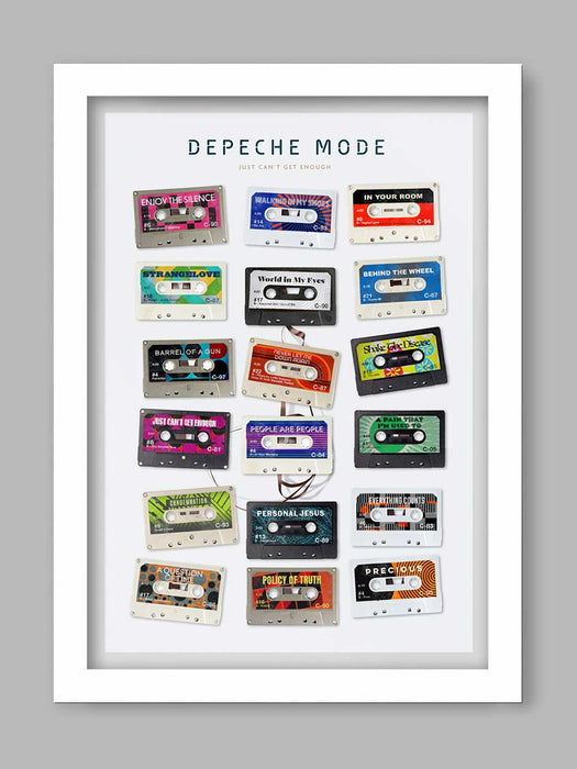 Depeche Mode Cassette poster featuring 18 UK hit singles