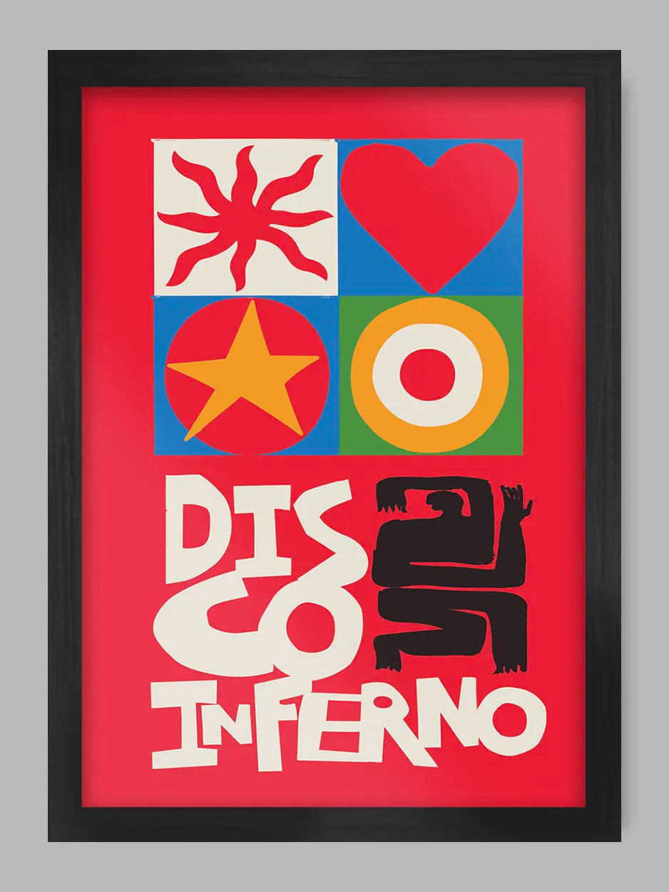 Disco Inferno - Music Poster Print. Abstract minimalist style. Hot stuff.