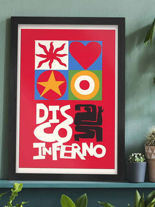 Disco Inferno - Music Poster Print. Abstract minimalist style. Hot stuff.