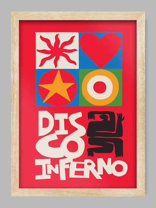 Disco Inferno - Music Poster Print. Abstract minimalist style. Hot stuff.