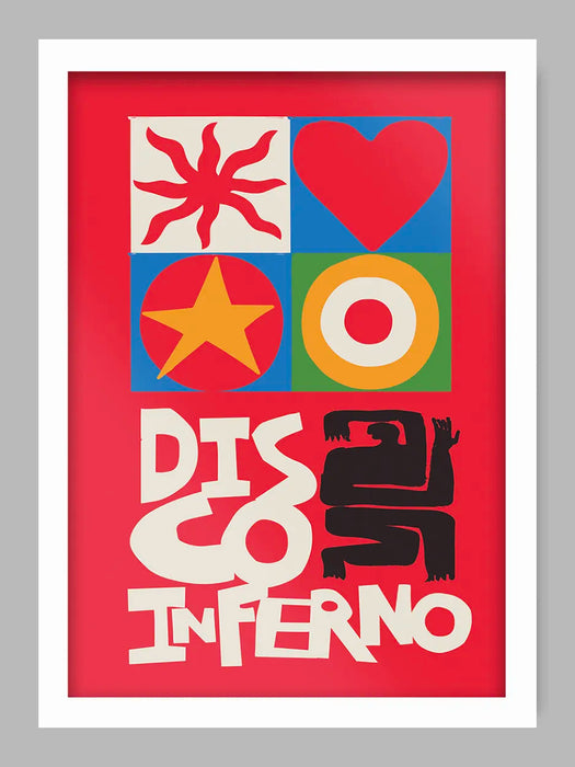 Disco Inferno - Music Poster Print. Abstract minimalist style. Hot stuff.