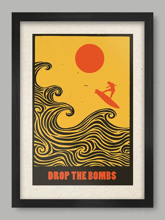 Surfing poster. Taking on the big waves (the bombs)