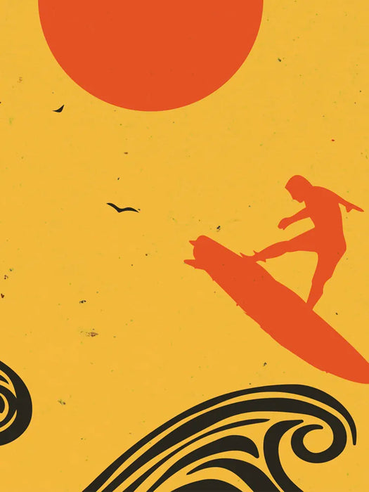 Surfing poster. Taking on the big waves (the bombs)