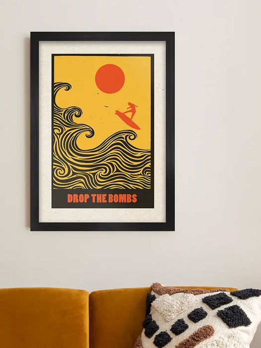 Surfing poster. Taking on the big waves (the bombs)