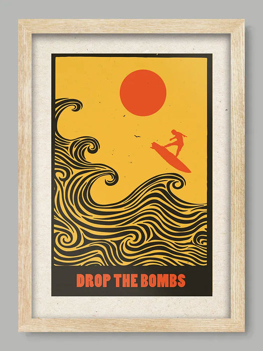 Surfing poster. Taking on the big waves (the bombs)