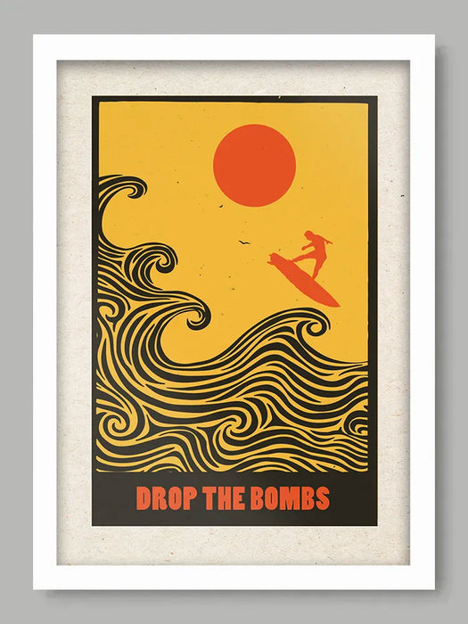 Surfing poster. Taking on the big waves (the bombs)