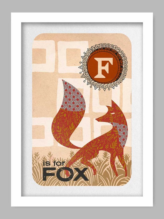 F is for Fox poster print