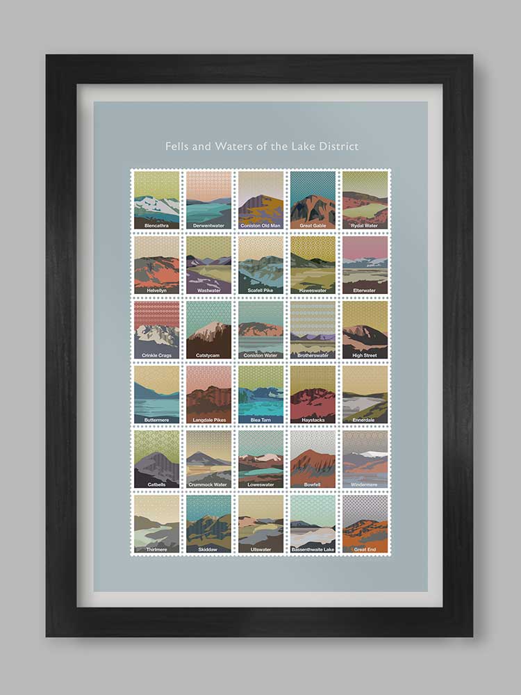 Fells and Waters of The Lake District Poster Print - Contemporary Lake District Art Posters The Northern Line 