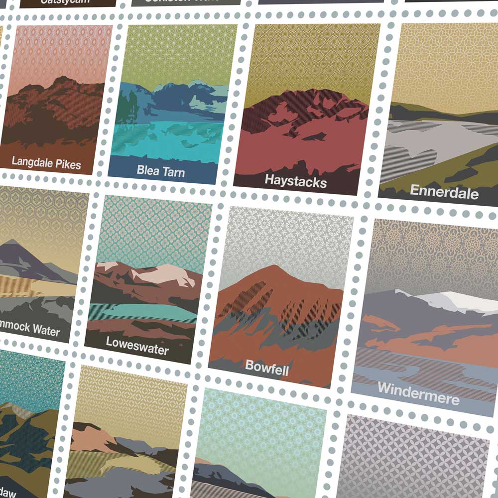 Fells and Waters of The Lake District Poster Print - Contemporary Lake District Art Posters The Northern Line 