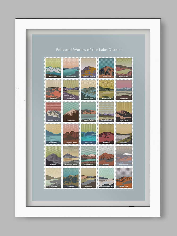 Fells and Waters of The Lake District Poster Print - Contemporary Lake District Art Posters The Northern Line 