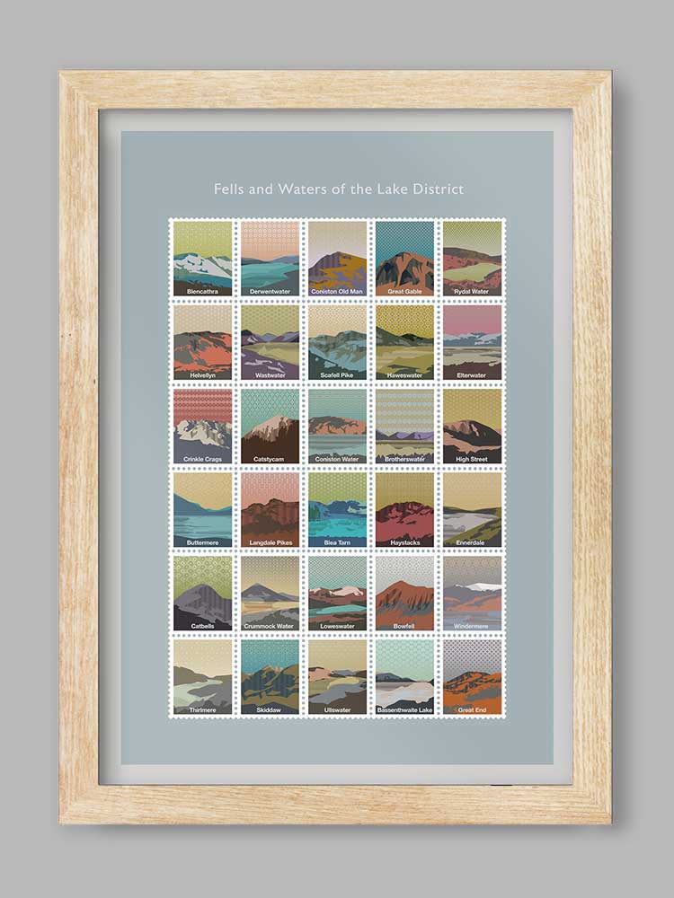 Fells and Waters of The Lake District Poster Print - Contemporary Lake District Art Posters The Northern Line 
