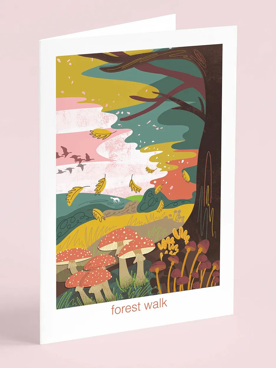 Forest Walk illustrated greeting card. Blank inside for your own message.