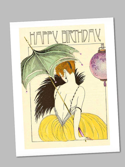 girl with parasol birthday card
