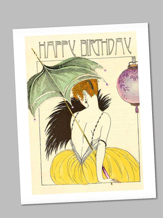 girl with parasol birthday card
