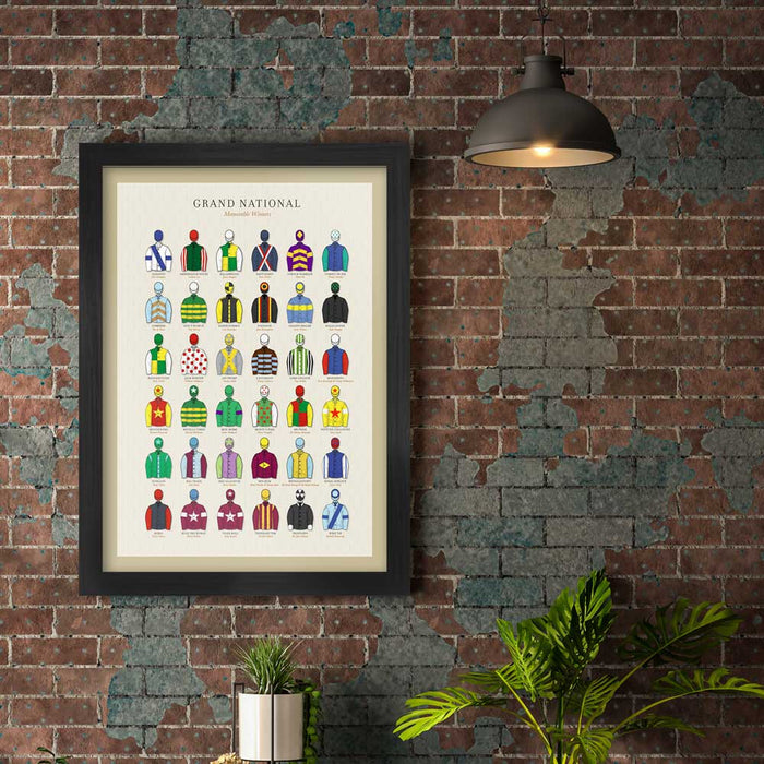 Grand National winners poster print with owner's racing silks