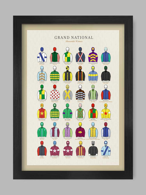 Grand National winners poster print with owner's racing silks