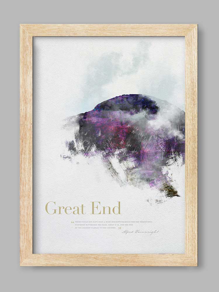 Great End in Wainwright's Words - Lake District Poster Print