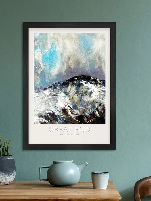 Great End Winter Storm  - Lake District Poster Print