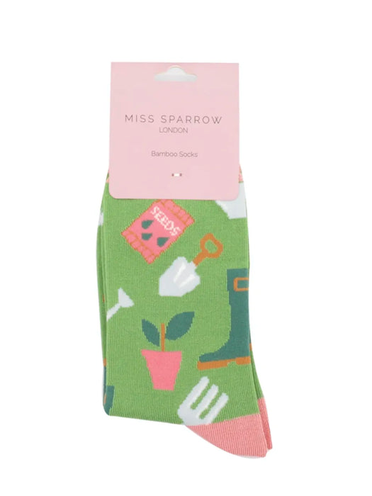 Miss Sparrow Socks - In The Garden Green