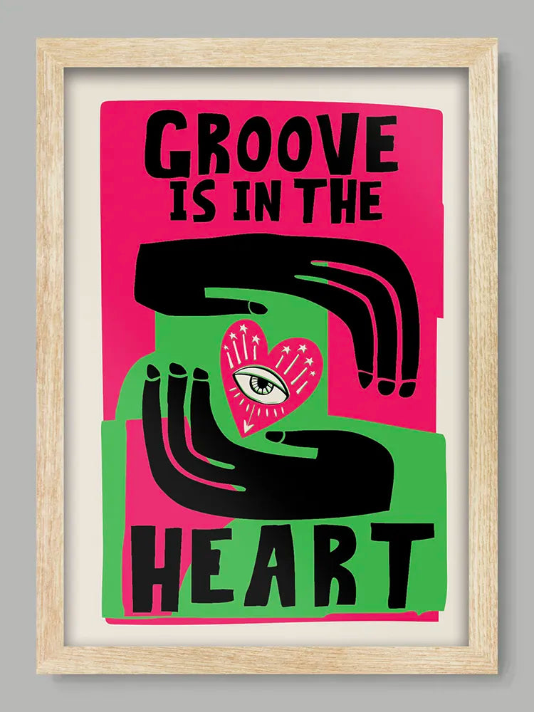 Groove Is In The Heart - music Poster print. Abstract minimalist design. Dee-Liteful!
