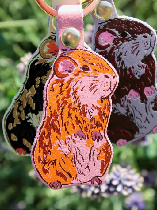 guinea pig leather keyring