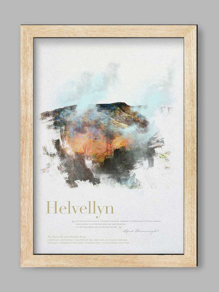 Helvellyn in Wainwright's Words - Lake District Poster Print
