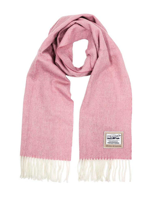 Heritage Wool Herringbone Rose Pink Scarf sale Eurostick 