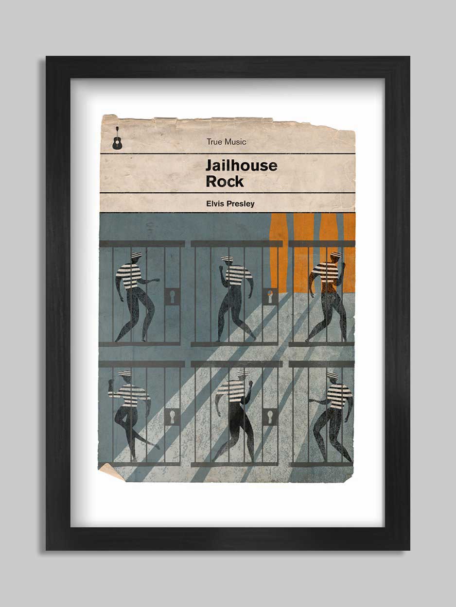 Jailhouse Rock - Elvis Book Jacket Print. Inspired by the old retro Penguin book covers