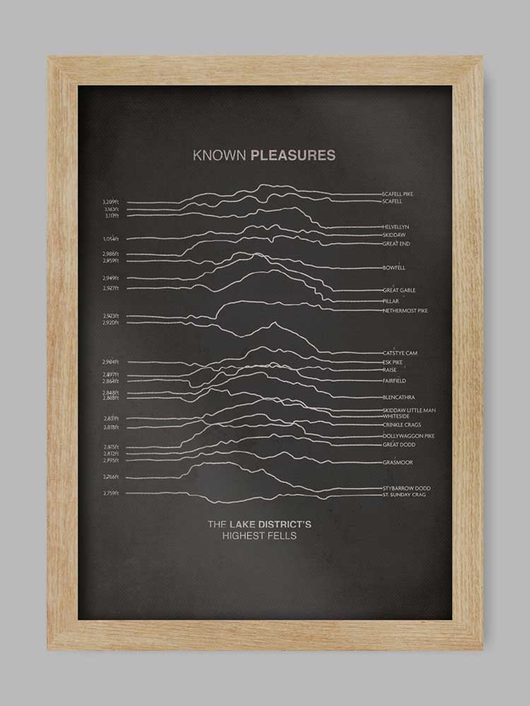 Known Pleasures Lake District Print. Unknown Pleasures album cover
