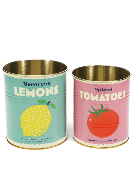 lemons and tomatoes tins