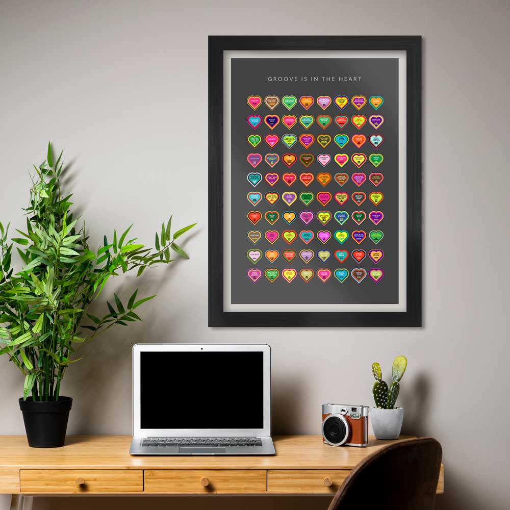 Love Songs. 80 heart shaped icons celebrating songs with love in the title.