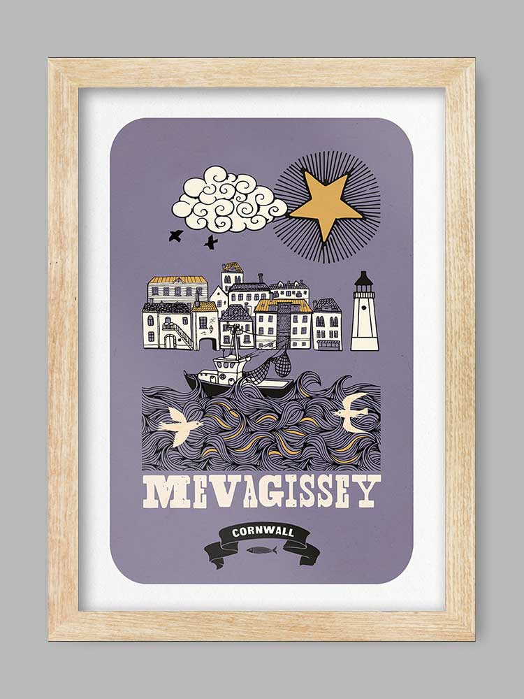 Mevagissey Retro - Poster Print
