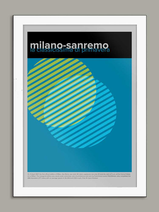 Milano-Sanremo Cycling Poster Print - Geometric Style