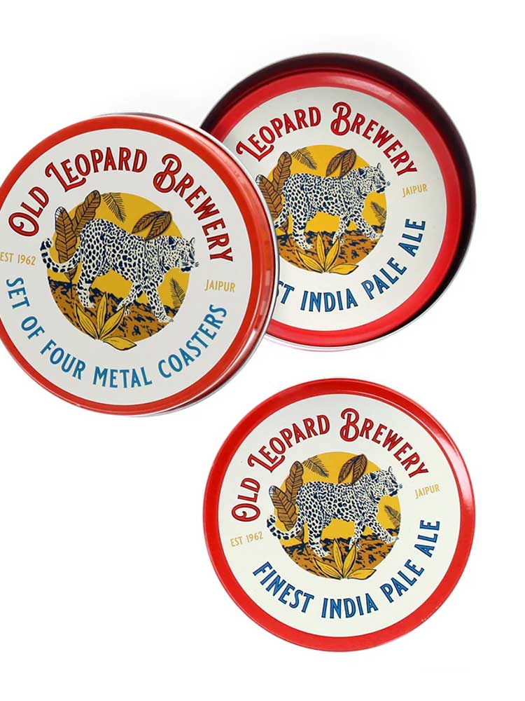 old leopard brewery coaster set