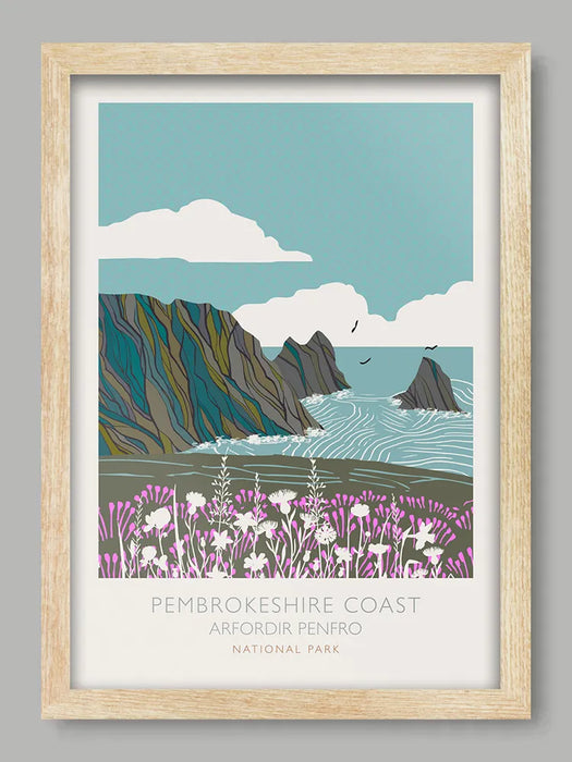 Pembrokeshire Coast National Park - Poster Print. Established in 1952, it sits at the far south west coast of Wales.