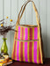 pink stripe woven shopper