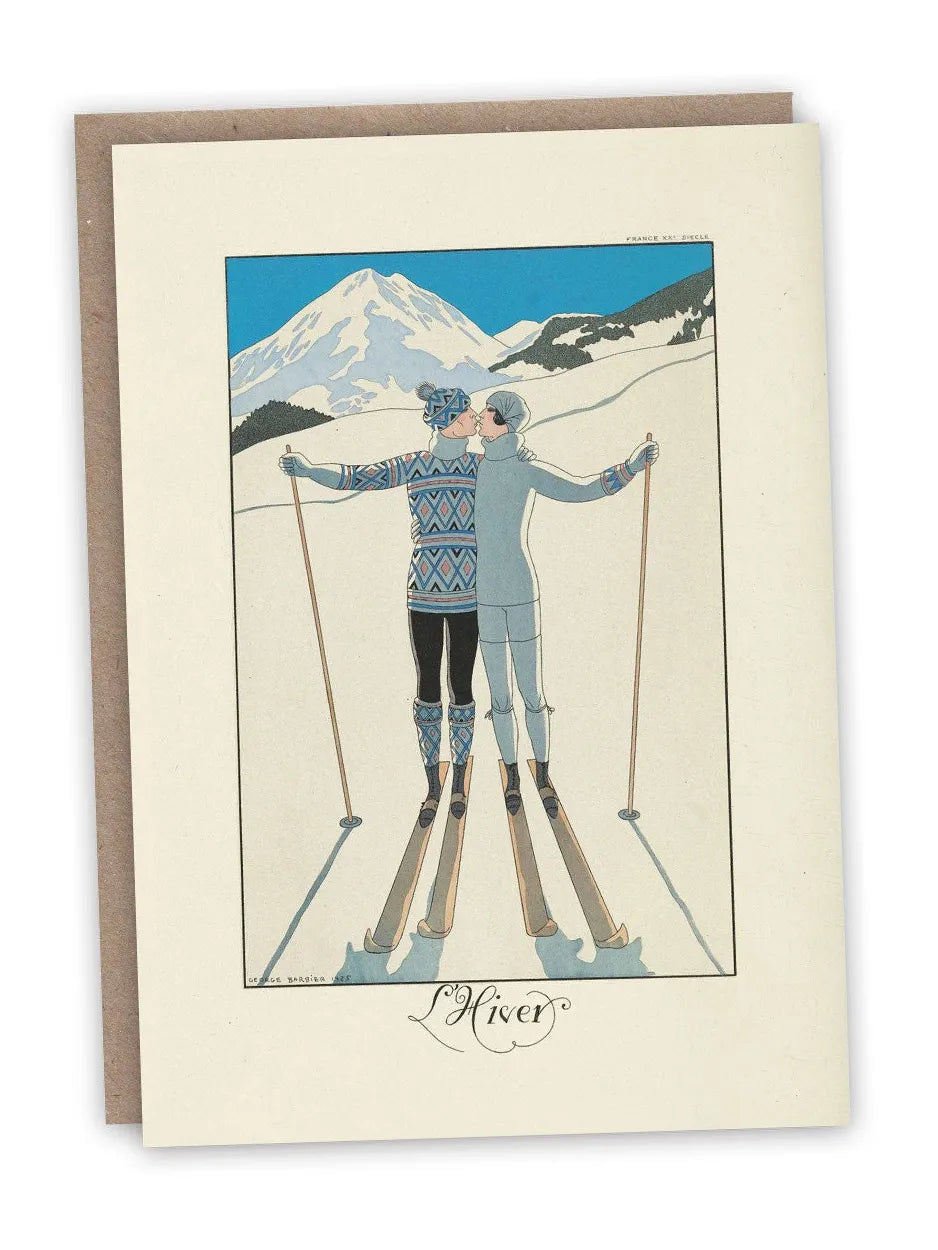 Winter Skiers Greeting Card