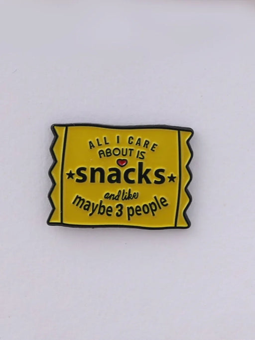 all i care about is snacks pin badge 