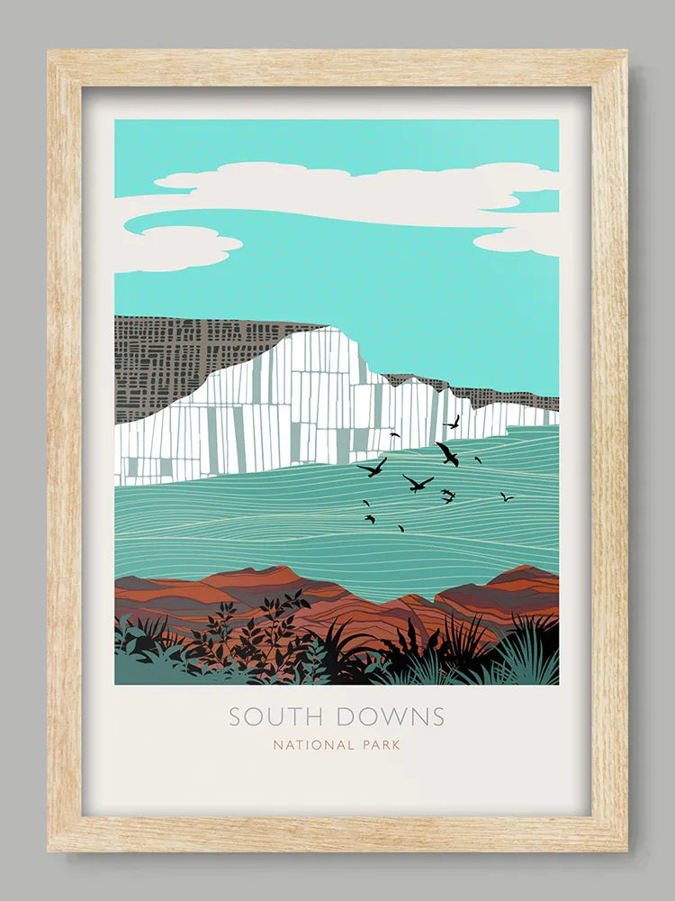 Our South Downs National Park Poster Print is part of our National Park range and celebrates the rolling chalk hills stretching from Winchester in the west to Eastbourne in the east.
