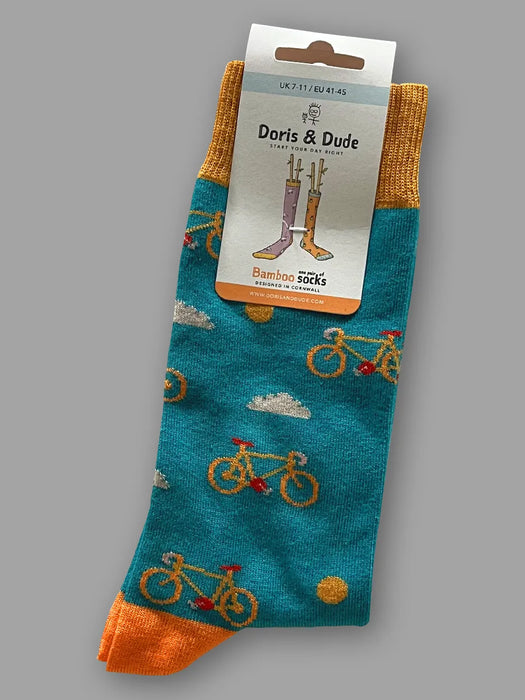blue bike design socks