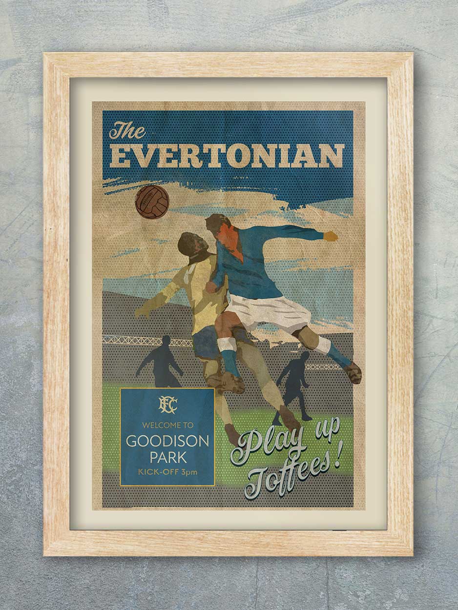 Everton match programme style football poster print