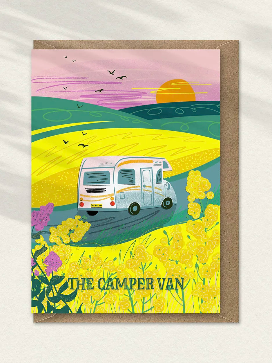 Camper Van greeting card. Blank inside for your own message.
