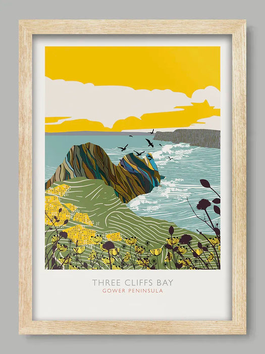 Our Three Cliffs Bay, Gower Poster Print depicts The stunning Bay on the Gower Peninsula.