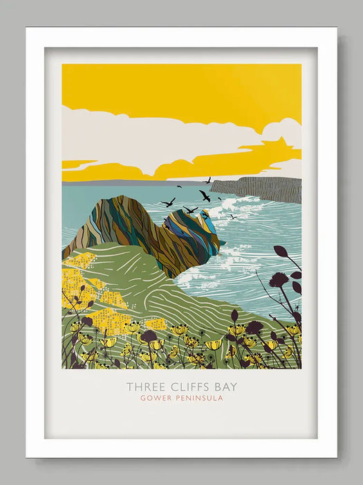 Our Three Cliffs Bay, Gower Poster Print depicts The stunning Bay on the Gower Peninsula.