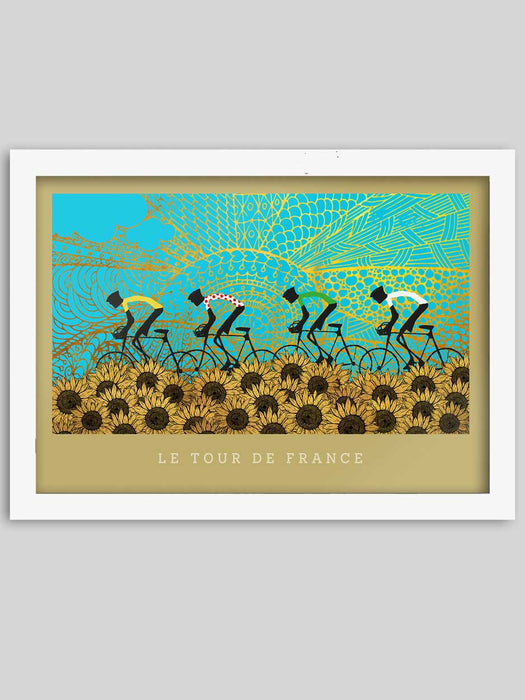 Tour de France Sunflowers Cycling Poster Print