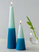 blue and green cone candle