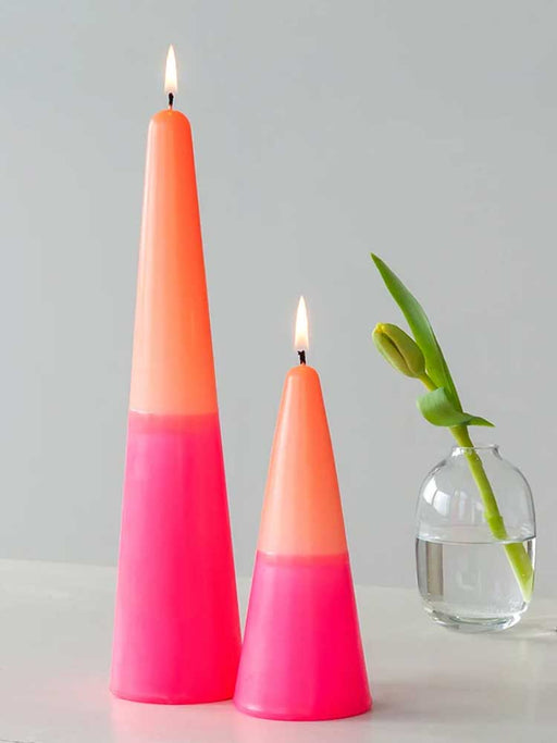 pink and orange cone candle