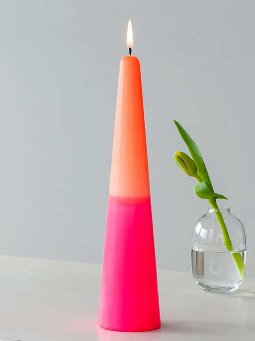 Two Tone Cone Candle - Pink & Orange Kitchen and Dining REX 
